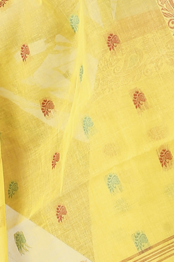 Yellow Pure Cotton Srimati Tant Saree (1087)
